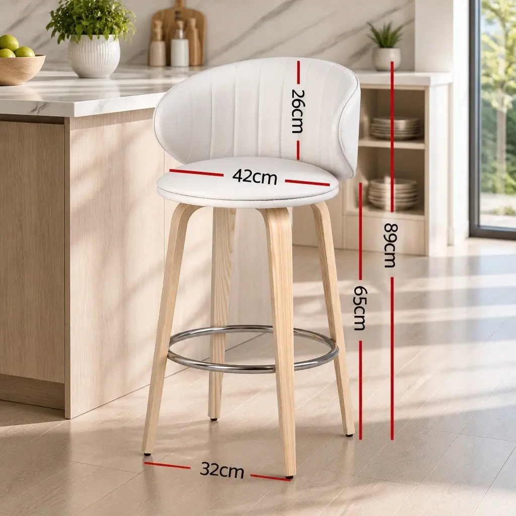 Set of 4 Bar Stools with Padded Seats