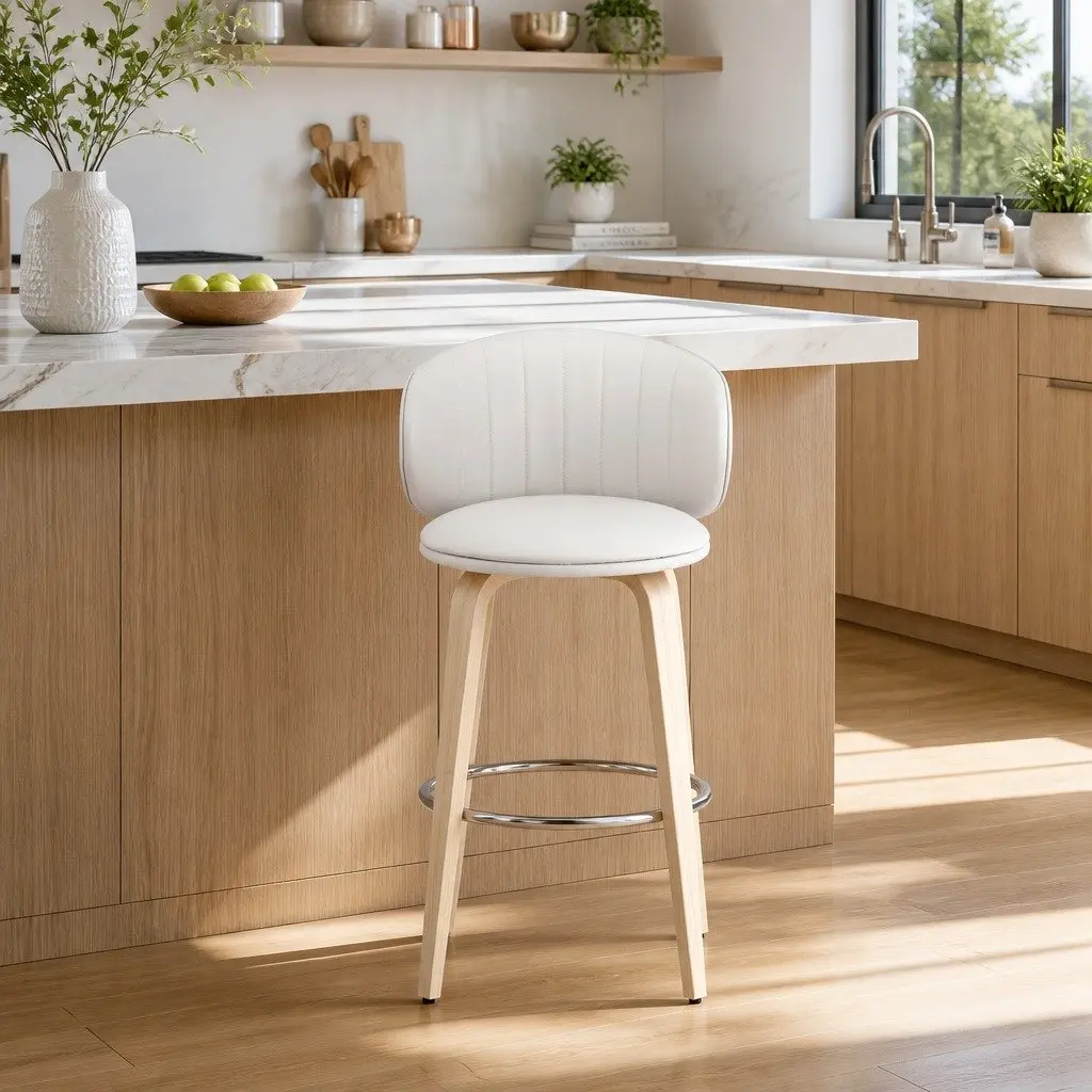 Set of 4 Bar Stools with Padded Seats