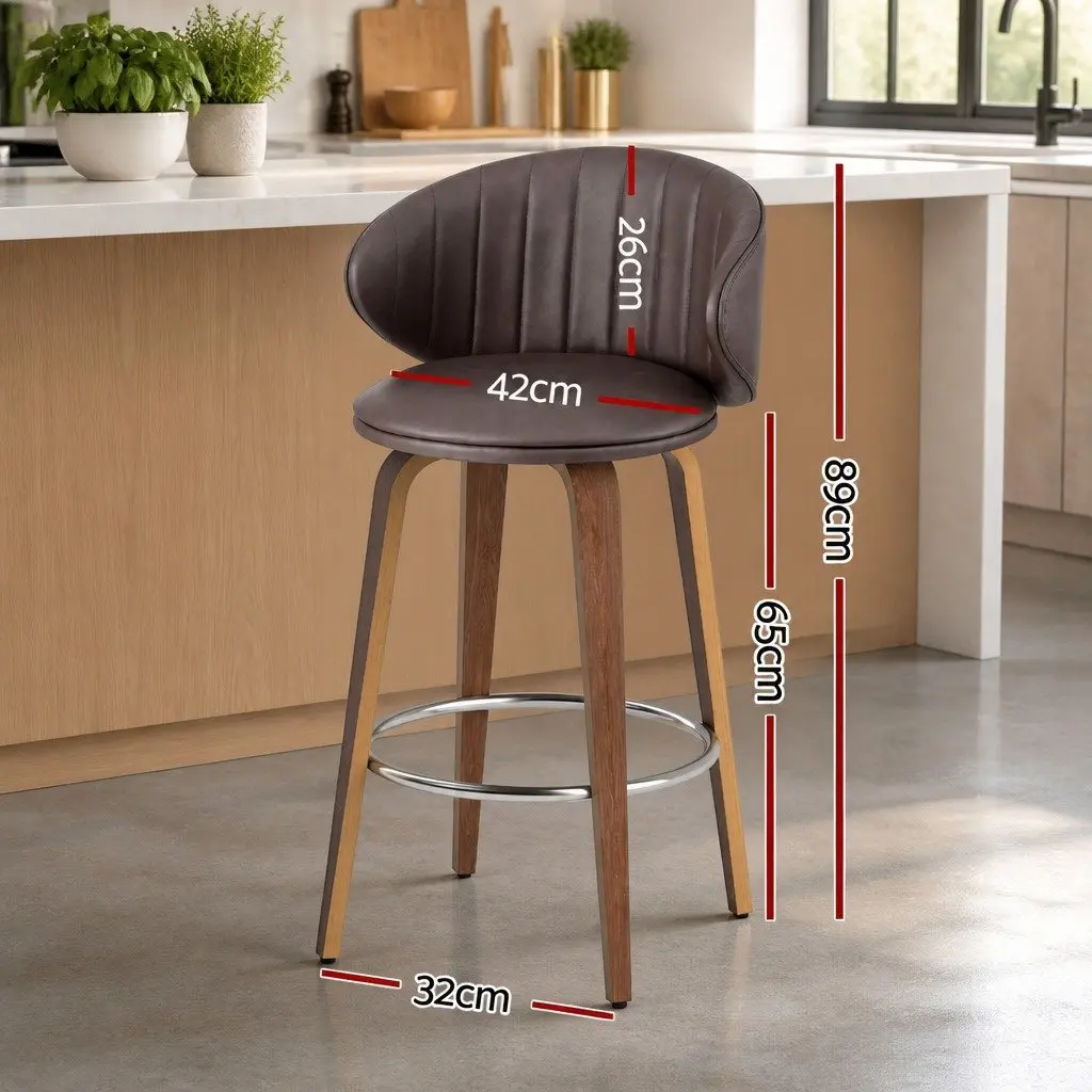 Bar Stools Set of 2 with Contoured Backrest