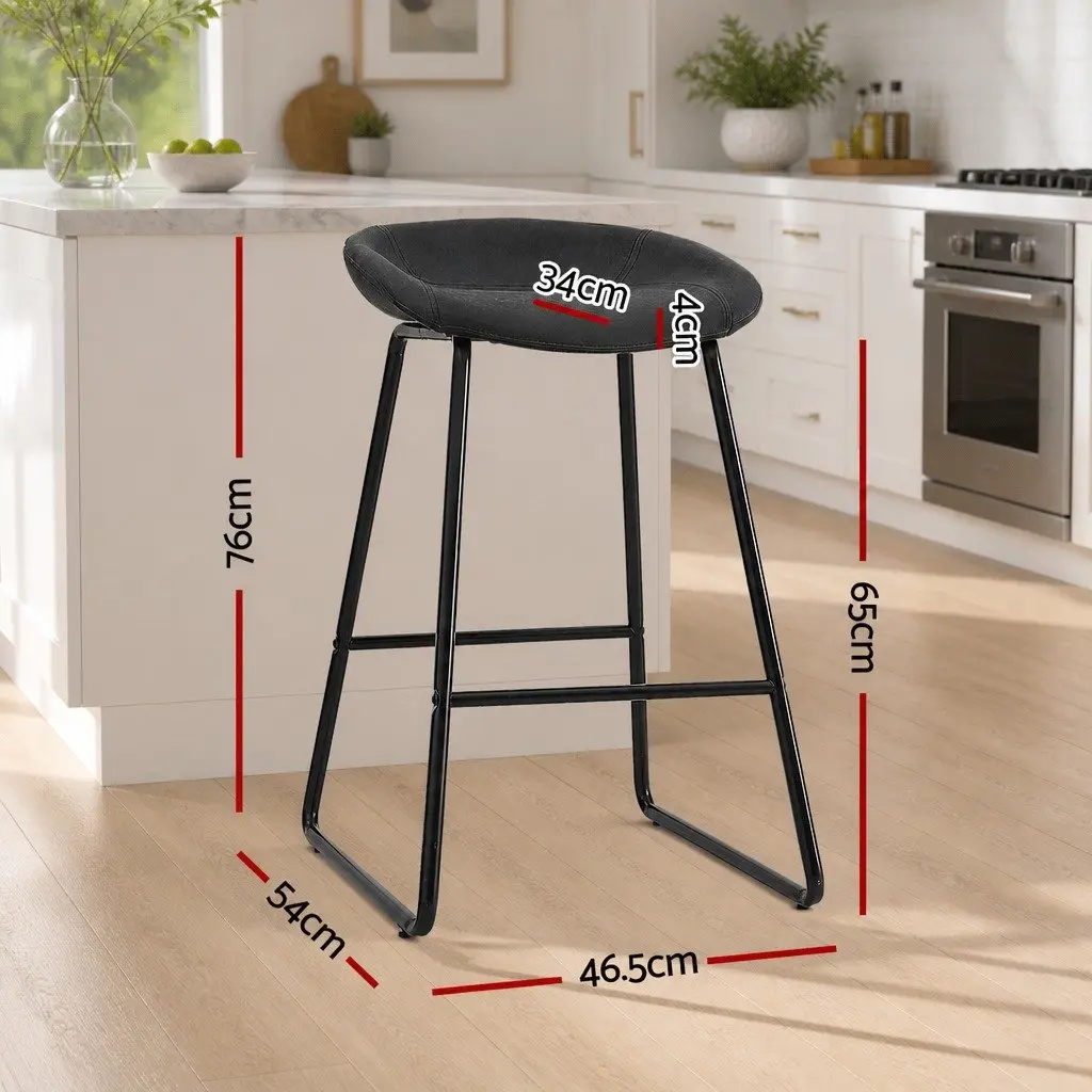 Bar Stools Metal Frame Foam Padded Seat Counter Height Black