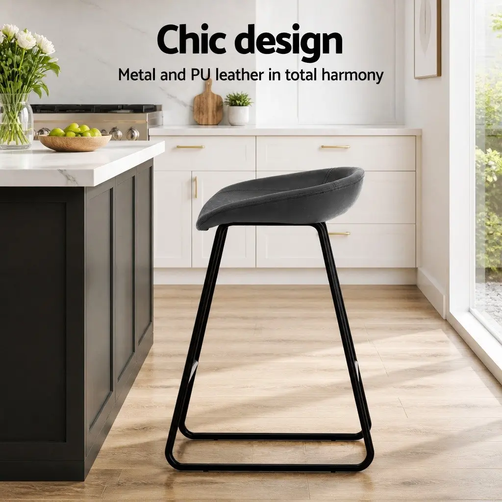 Bar Stools Metal Frame Foam Padded Seat Counter Height Black