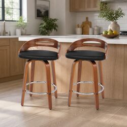 Stylish Low Back Swivel Bar Stools Set of 2