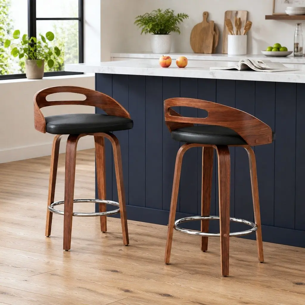 Low Back Swivel Bar Stools Set of 2
