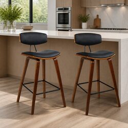 Stylish Bar Stools with Padded Backrest Set of 2