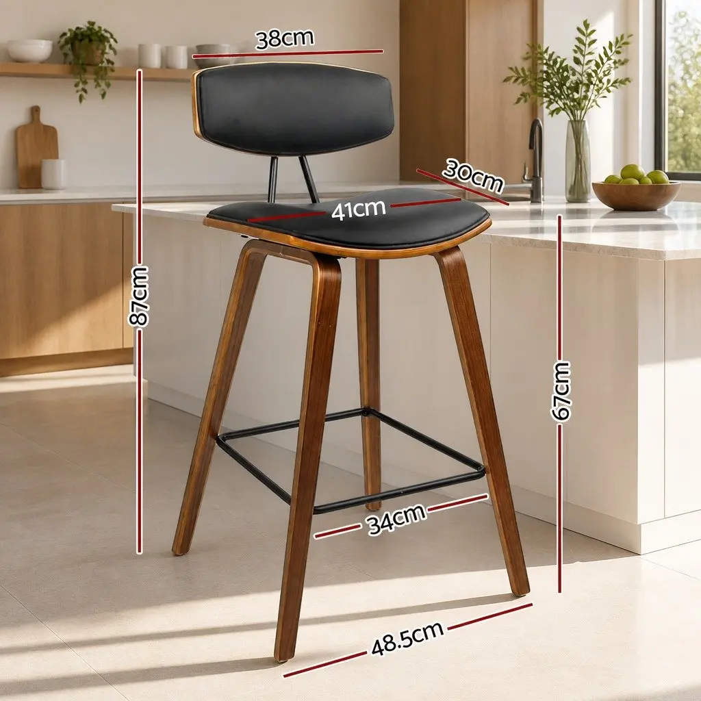 Bar Stools with Padded Backrest Set of 2