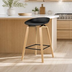 Bar Stools Set of 4 Kitchen Counter Dining Chairs Black Wooden Bentwood Design