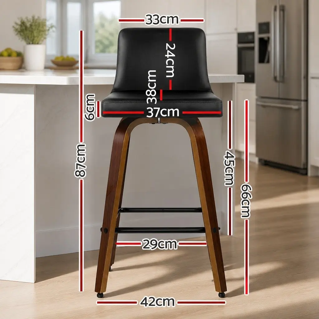 Swivel Bar Stools with Padded Backrest, 2 Pack in Black