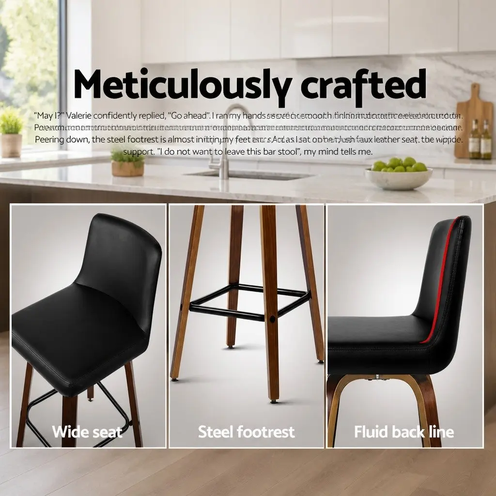 Swivel Bar Stools with Padded Backrest, 2 Pack in Black