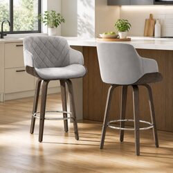 Stylish Velvet Bar Stools Set of 2 with Swivel Function