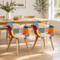 Set of 2 Mid-Century Replica Dining Chairs in Fabric