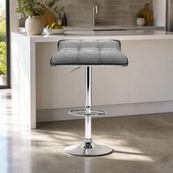 Stylish Grey Linen Padded Bar Stools Set of 4