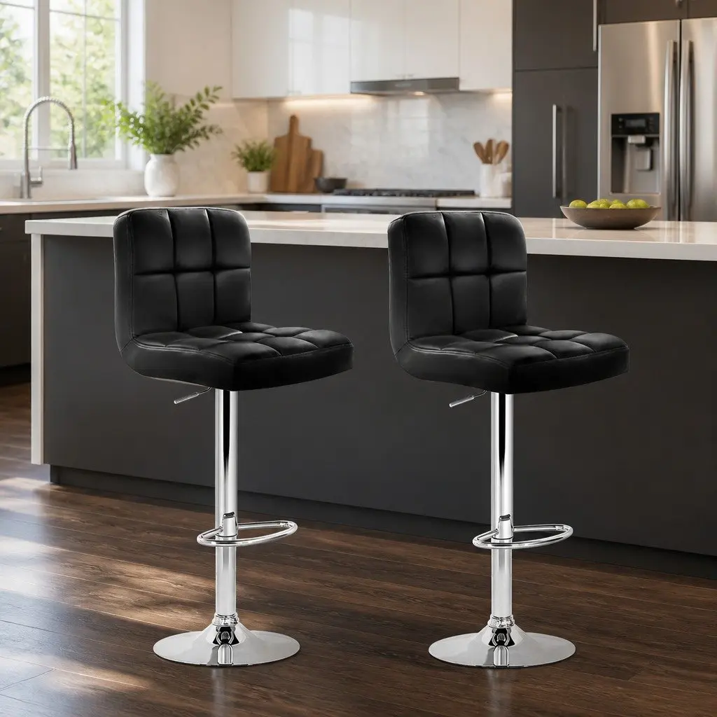 Adjustable Height Bar Stools Set of 2 with Swivel Function