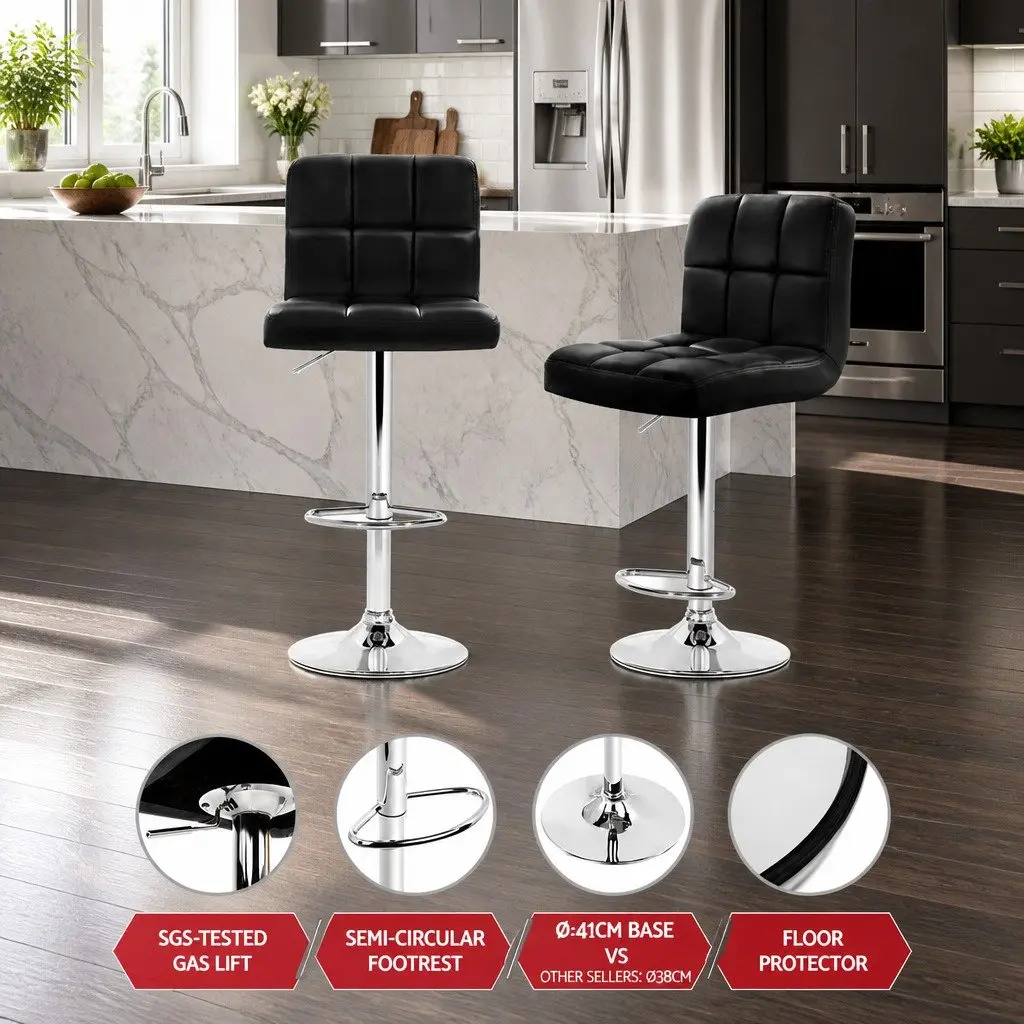Adjustable Height Bar Stools Set of 2 with Swivel Function