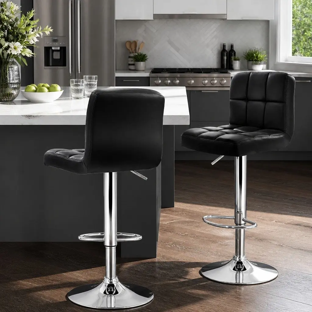 Adjustable Height Bar Stools Set of 2 with Swivel Function