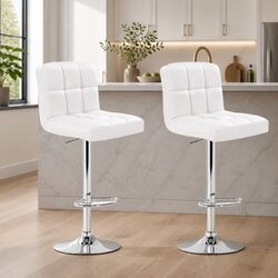 Stylish Adjustable Bar Stools with Swivel Seats - Set of 2