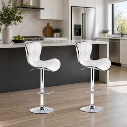 Modern Chrome Base Bar Stools with Adjustable Gas Lift – Set of 2