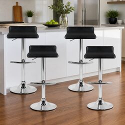 Adjustable Bar Stools Set of 4 in Black