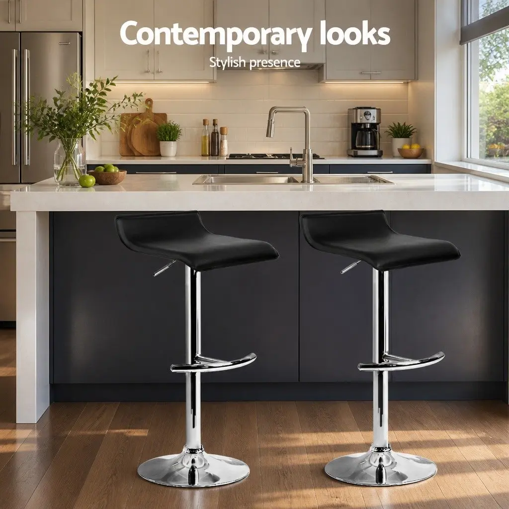 Adjustable Bar Stools Set of 4 in Black