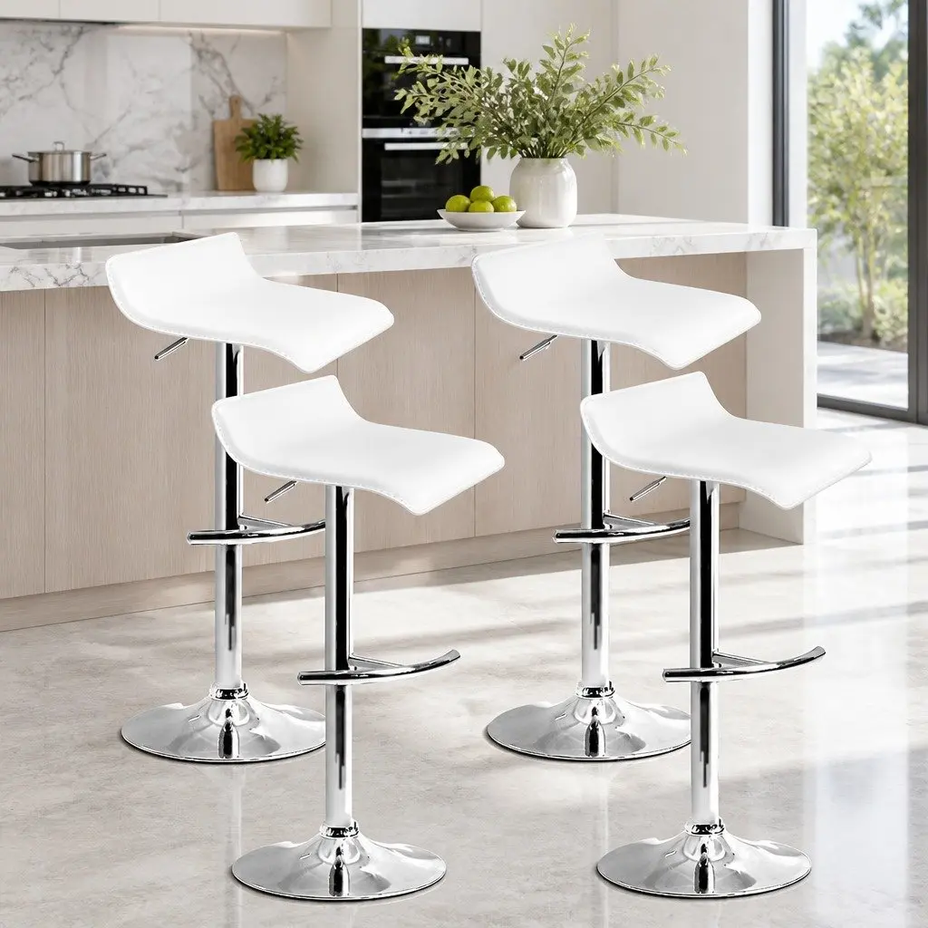 Adjustable Bar Stools Set of 4 in White