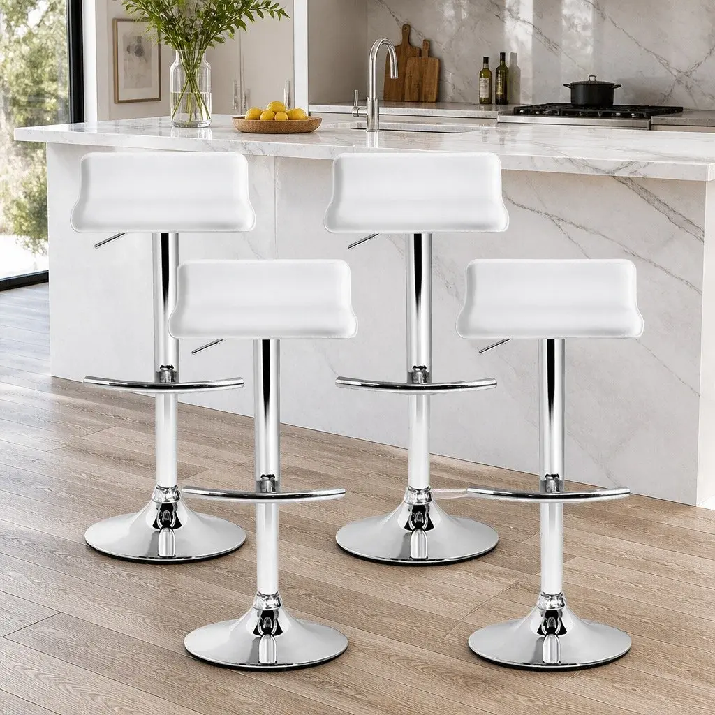 Adjustable Bar Stools Set of 4 in White