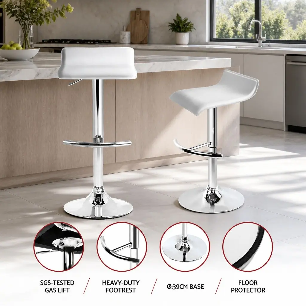 Adjustable Bar Stools Set of 4 in White