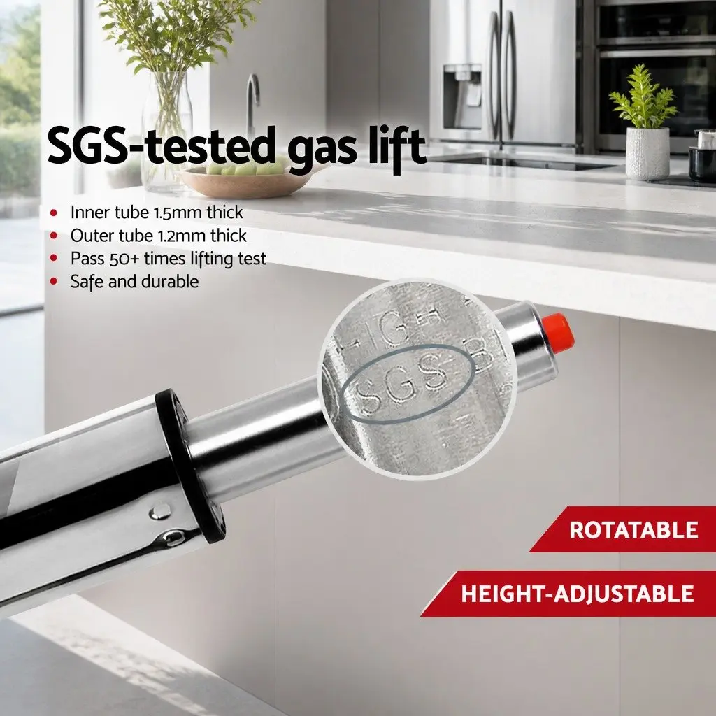 Bar Stools Padded Leather Gas Lift 2x Black Swivel Height Adjustable Dining