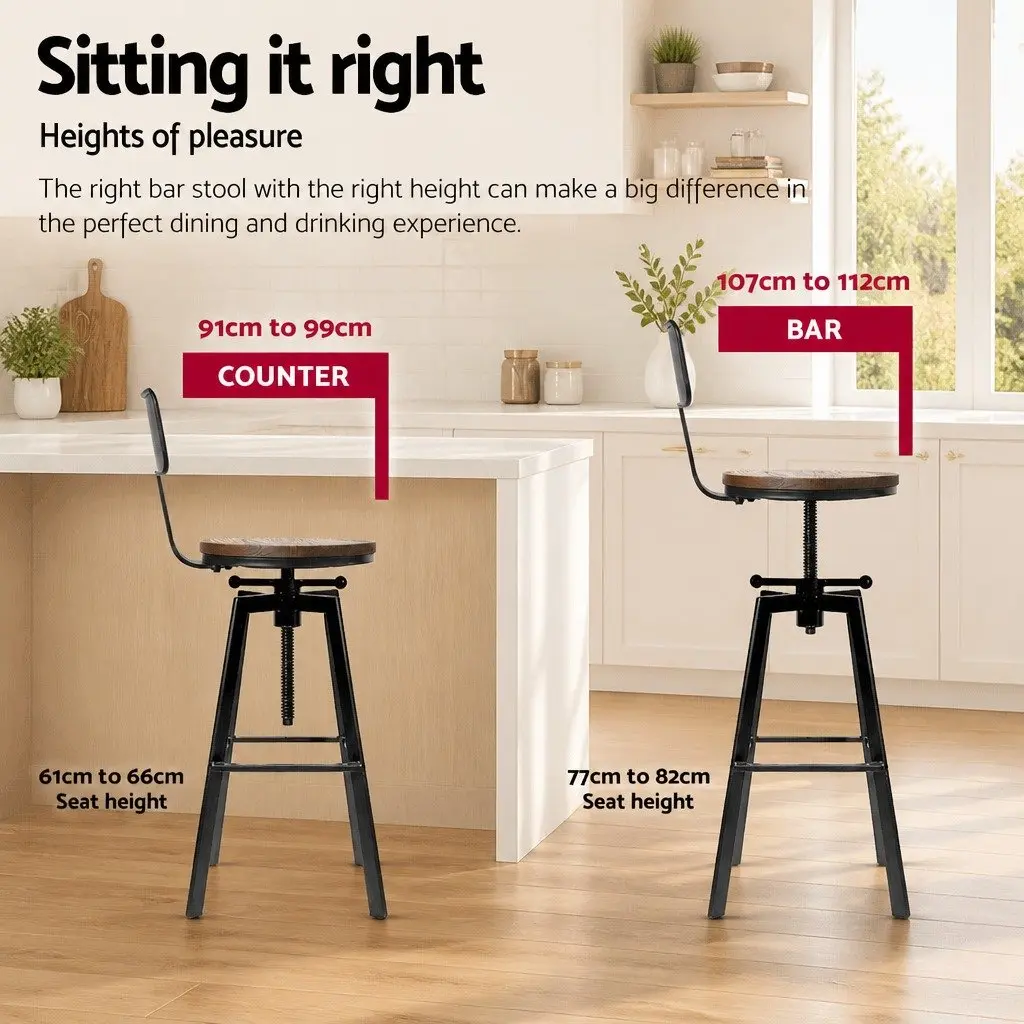 Bar Stool with Adjustable Height and Swivel Seat