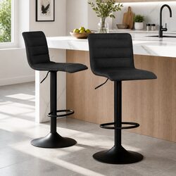 Quality Black Bar Stools Set of 2 with Gas Lift and Swivel