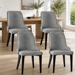 Grey High Back Dining Chairs Set of 4 with Cushioned Seats