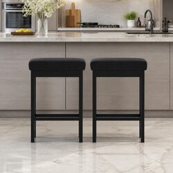 Set of 2 Metal Frame PU Seat Bar Stools