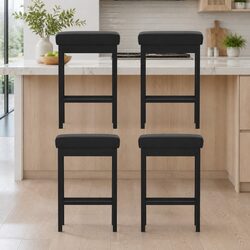 Durable Bar Stools Set of 4 with PU Seats