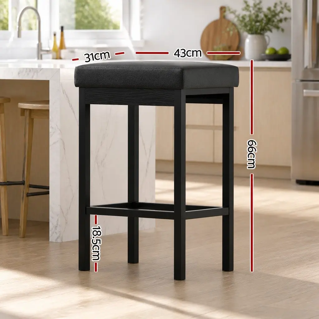 Bar Stools PU Seat Metal Frame 31 x 43.5 x 66 cm Black Set of 4