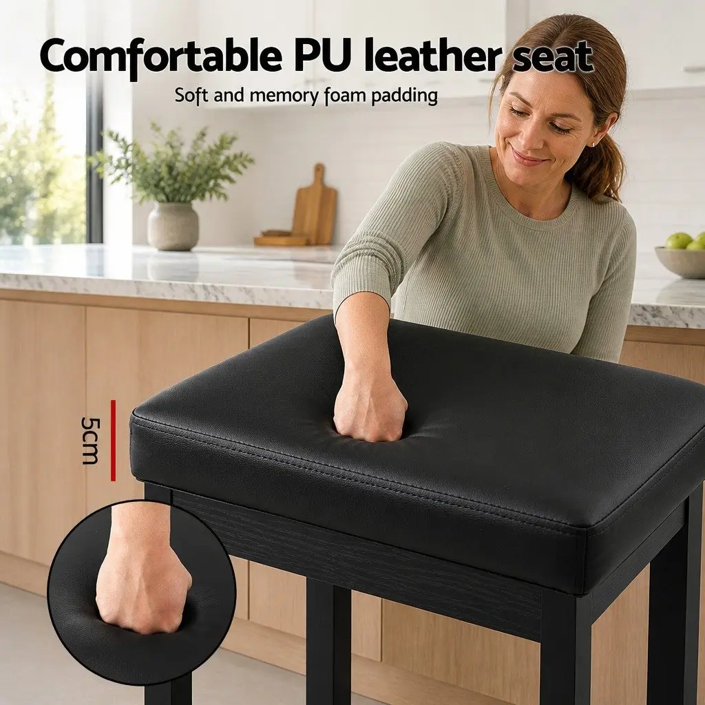 Bar Stools PU Seat Metal Frame 31 x 43.5 x 66 cm Black Set of 4
