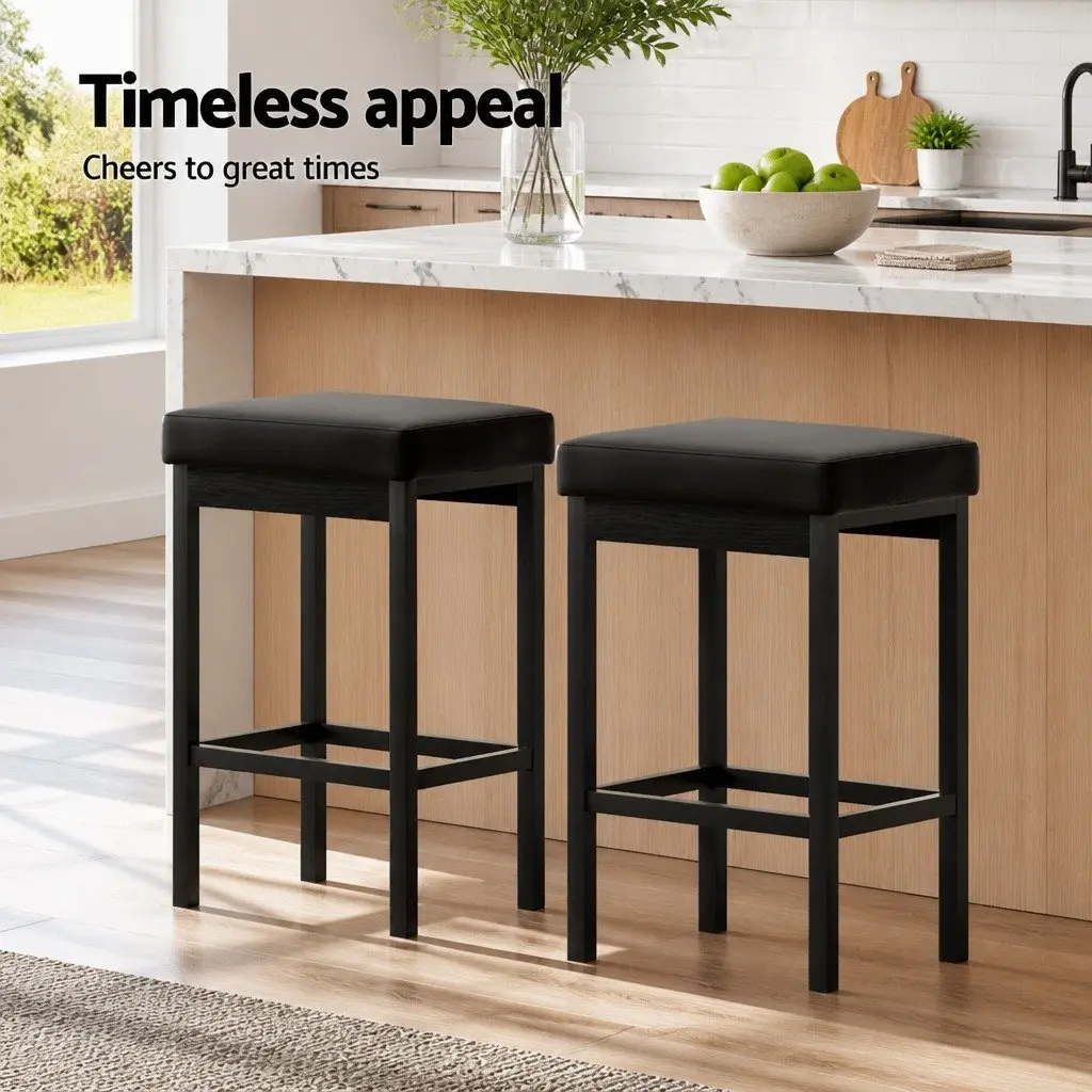Bar Stools PU Seat Metal Frame 31 x 43.5 x 66 cm Black Set of 4