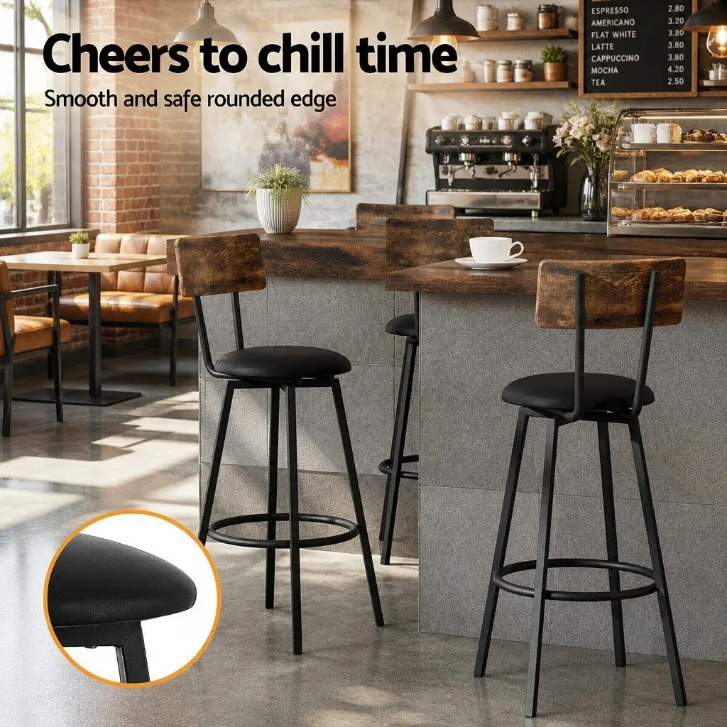 Industrial Bar Stools Set of 2 with Steel Frame