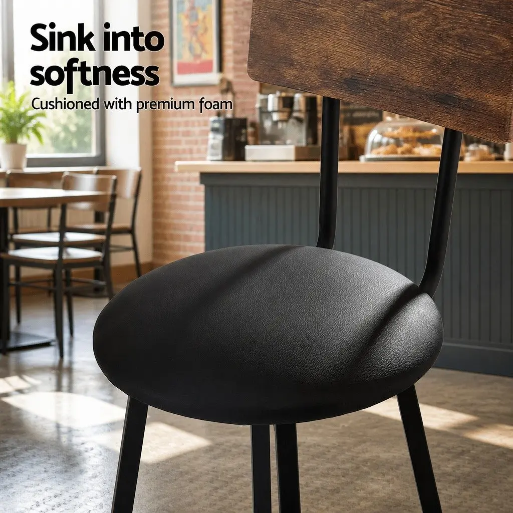 Industrial Bar Stools Set of 2 with Steel Frame