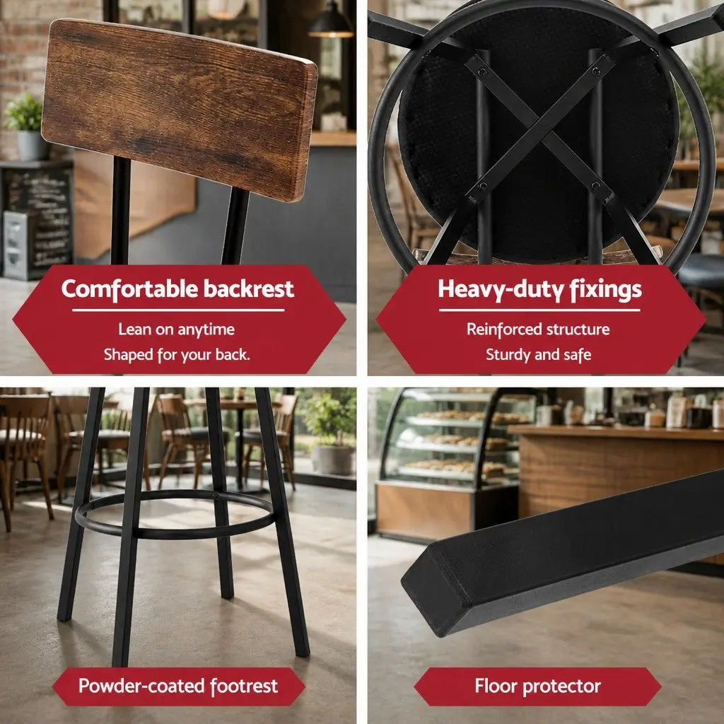 Industrial Bar Stools Set of 2 with Steel Frame