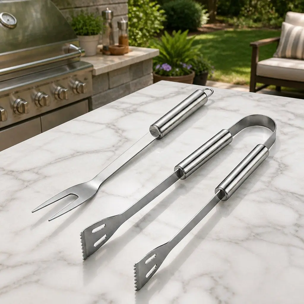 BBQ Tool Set Stainless Steel 29 Piece Outdoor Cooking Grill Utensils Kit Silver and Black