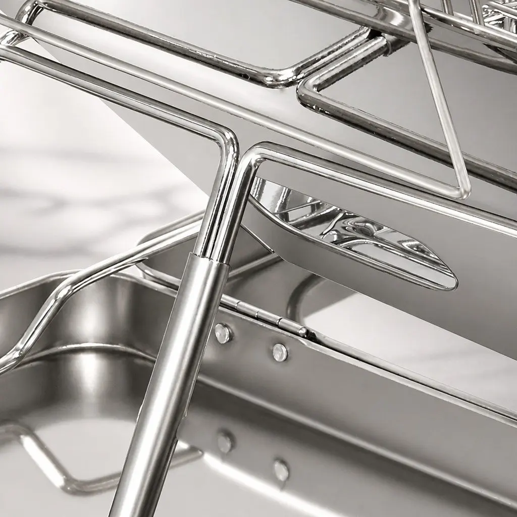 Folding BBQ Grill Steel 38.5cm x 26.5cm x 39.5cm Silver
