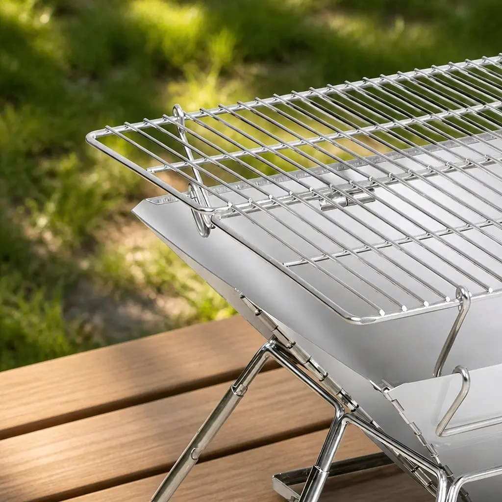 2-in-1 Portable Folding Charcoal Grill and Fire Pit