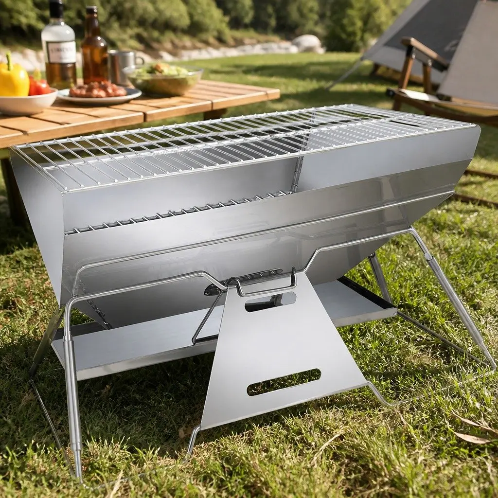 2-in-1 Portable Folding Charcoal Grill and Fire Pit