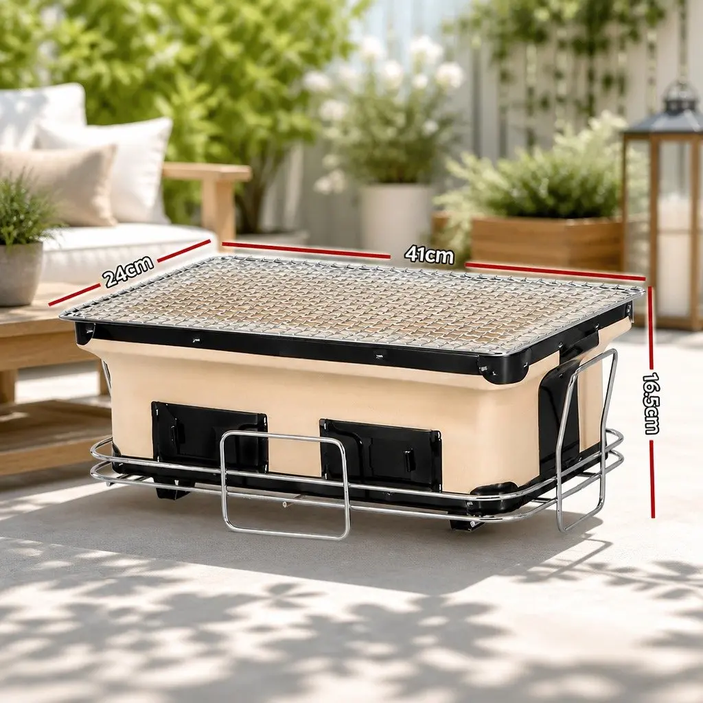 Ceramic Hibachi BBQ Grill for Charcoal Cooking