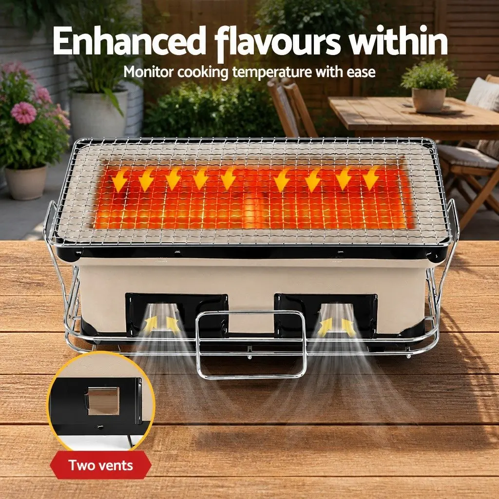 Ceramic Hibachi BBQ Grill for Charcoal Cooking