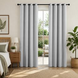 Blockout Curtains 2 Panels 132x213cm Thermal Insulated Eyelet Drapes Grey