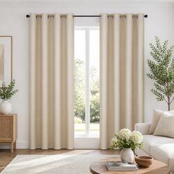 Blockout Curtains Eyelet 140x230cm Beige 2 Panels Thermal Insulation Noise