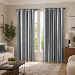 Blockout Curtains Eyelet 180x213cm Grey Noise Reduction Thermal Insulation 2
