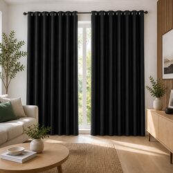 Premium Black Blockout Curtains 300x230cm with Eyelets