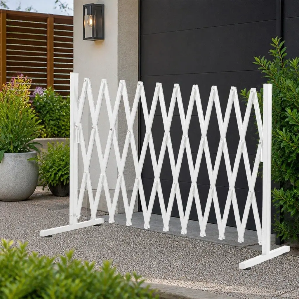 Expandable Safety Barrier Gate White Aluminum Fence 330cm Work Site Protection