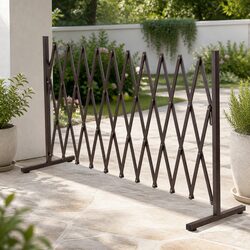 Expandable Barrier Gate Accordion Style Security Fence Adjustable Foldable Brown