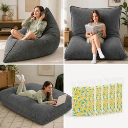 Durable 3 in 1 Convertible Bean Bag Chair with Memory Foam